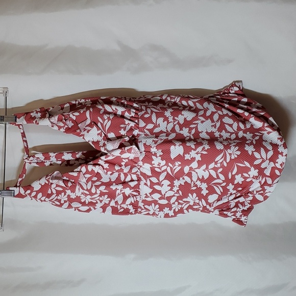 BIRDSONG Women's Ruffle Halter Underwire Tankini Swimsuit Top Red Floral - Picture 7 of 14